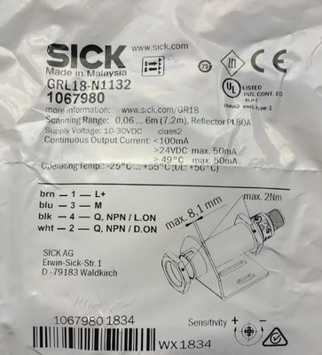 SICK GRL18-N1132 650 nm dalga boylu fotoelektrik sensörler GR18