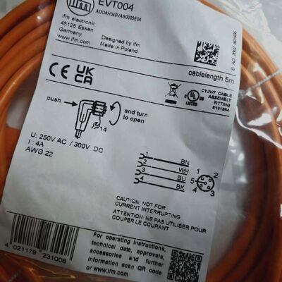 IFM EVT004 M12 Köşeli Kadın Bağlantı Kablosu